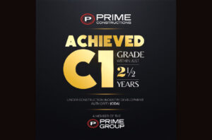Prime Constructions achieves C1 Grade under CIDA grading system